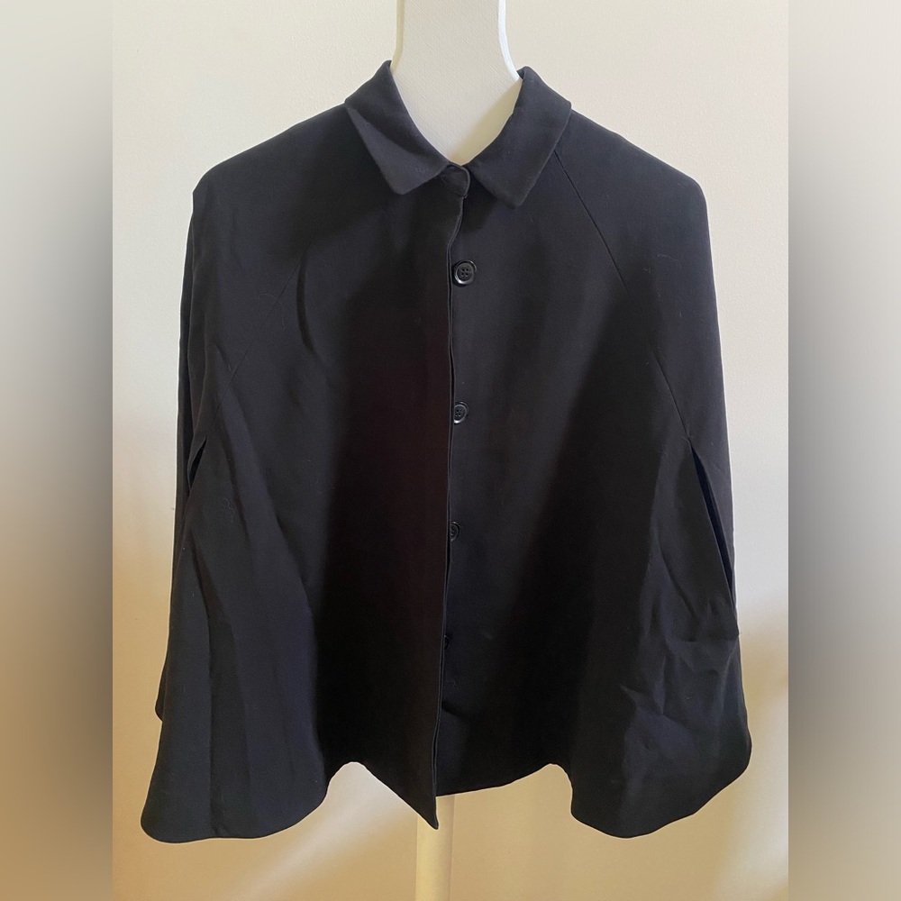 Black Cape Jacket with Arm Cutouts